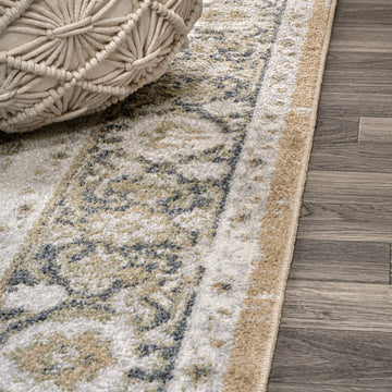 Keesha Bold Distressed Medallion Low-Pile Machine-Washable Area Rug